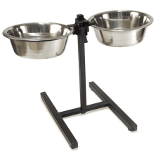 Soporte con Comederos Grandes de Acero Inoxidable para Perros – 2 x 2,8 Litros Ajustables