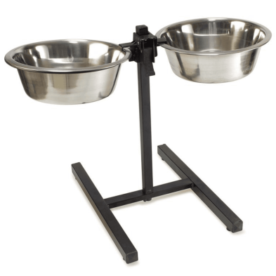 Soporte con Comederos Grandes de Acero Inoxidable para Perros – 2 x 2,8 Litros Ajustables