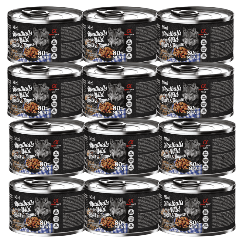 Alpha Spirit Albóndigas de Jabalí y Tomillo 200 gr y 400 gr - Deliciosa Comida Natural para Perros