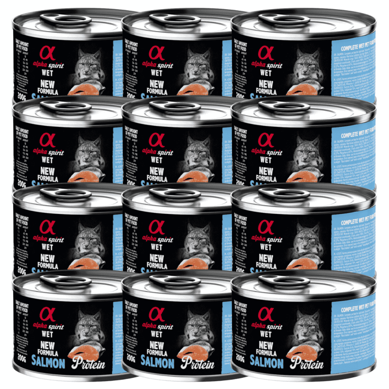 Alpha Spirit Lata Gato Salmón 400g | Comida Húmeda Natural Sin Cereales | Alta en Proteína y Ácidos Grasos Esenciales