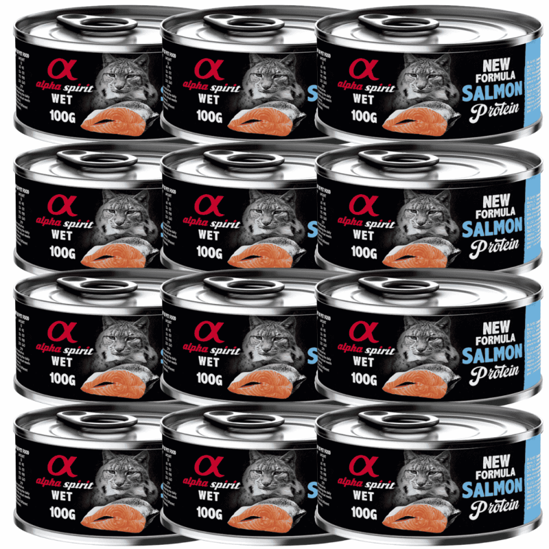 Alpha Spirit Lata Gato Salmón 400g | Comida Húmeda Natural Sin Cereales | Alta en Proteína y Ácidos Grasos Esenciales
