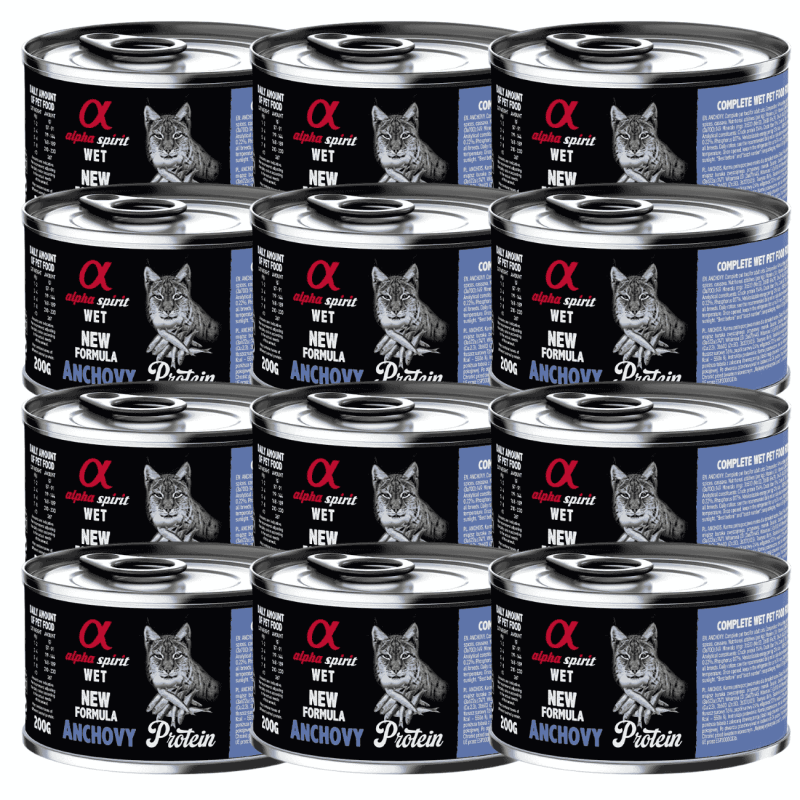Alpha Spirit Lata Gato Boquerón | Comida Húmeda Natural Grain Free | Rica en Pescado y Omega 3