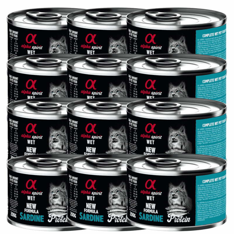 Alpha Spirit Lata Gato Sardina | Comida Húmeda Natural Grain Free | Alta en Pescado y Ácidos Grasos Esenciales