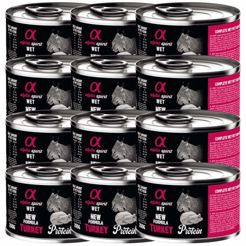 Alpha Spirit Lata Gato Pavo | Comida Húmeda Natural y Grain Free | Alta Digestibilidad y Palatabilidad