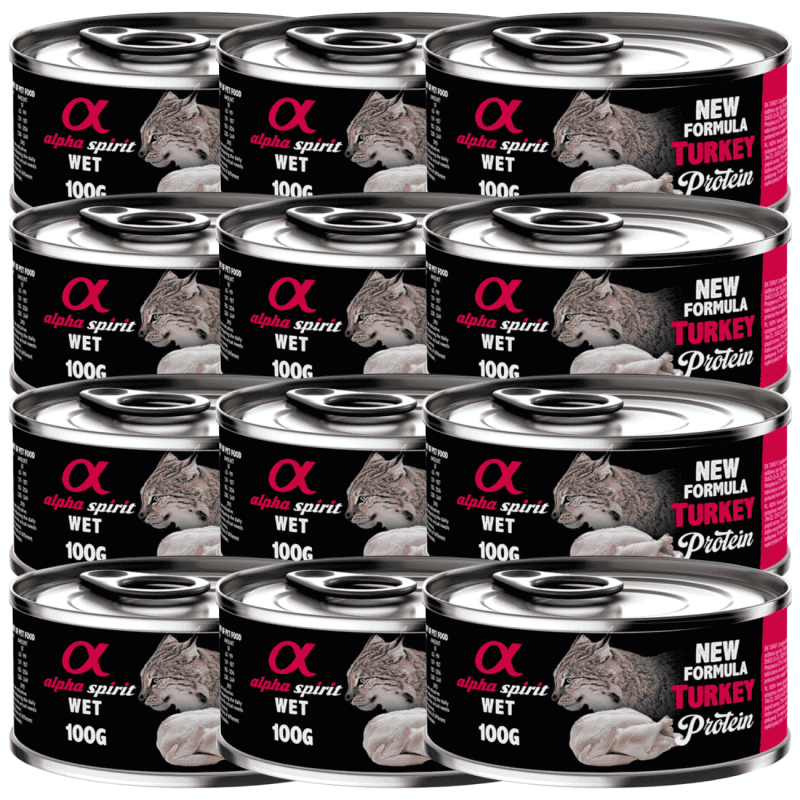 Alpha Spirit Lata Gato Pavo | Comida Húmeda Natural y Grain Free | Alta Digestibilidad y Palatabilidad