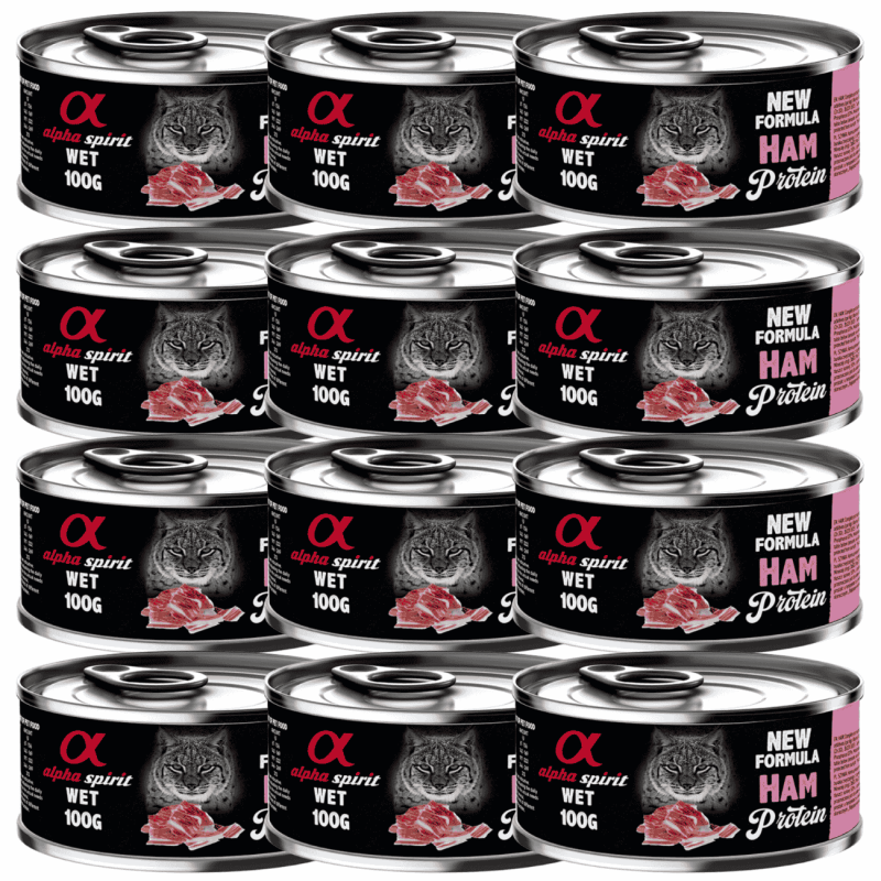 Alpha Spirit Lata Gato Jamón | Comida Húmeda Natural Sin Cereales | Alta Palatabilidad y Sin Aditivos