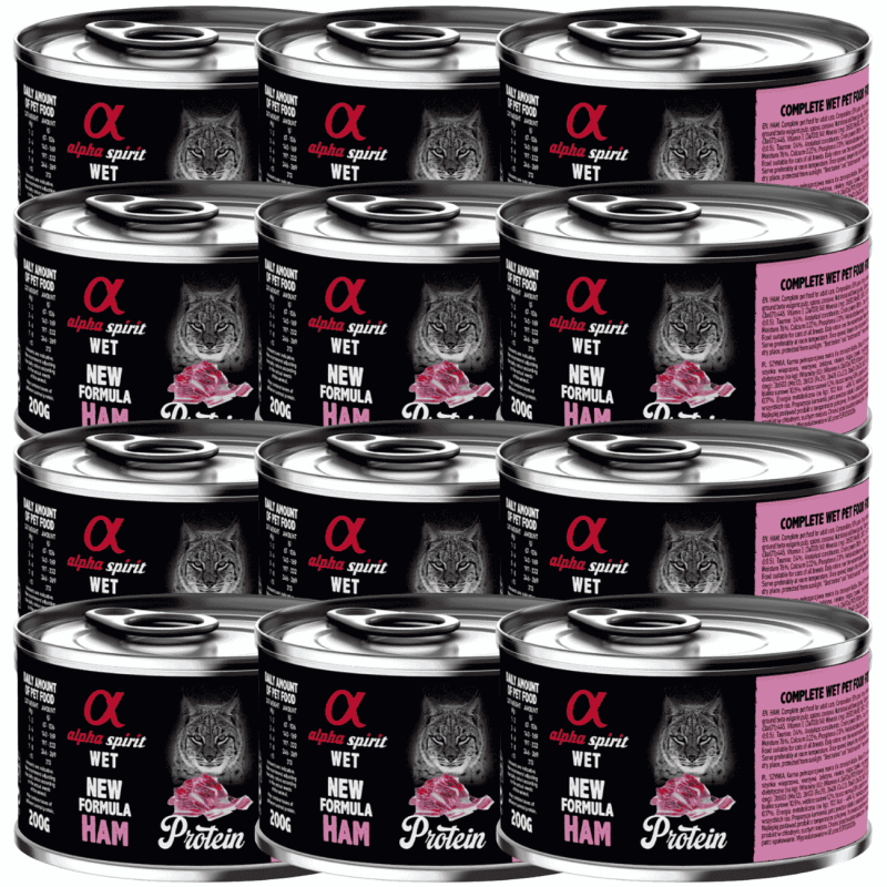 Alpha Spirit Lata Gato Jamón | Comida Húmeda Natural Sin Cereales | Alta Palatabilidad y Sin Aditivos