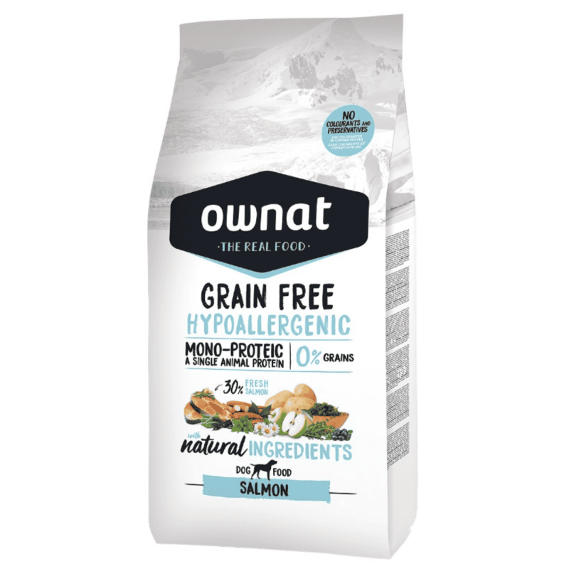 Ownat Grain Free Hypoallergenic Salmon – Pienso Sin Cereales para Perros 3kg y 12kg | supienso.com