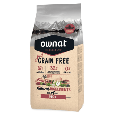 Ownat Grain Free Just Duck – Pienso Sin Cereales para Perros Adultos 3kg y 14kg | supienso.com