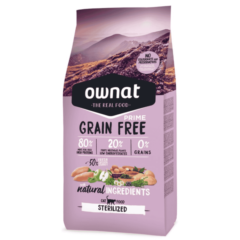 Ownat Grain Free Prime Sterilized Gatos 1kg, 3kg y 8kg | Pienso Sin Cereales