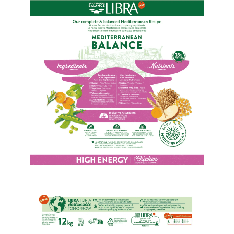 Pienso Libra Dog Energy 12kg | Alimento de Alta Energía para Perros