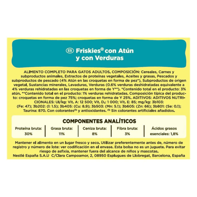 Pienso Purina Friskies Gato Adulto | Atún y Nutrición