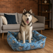 Cama Perritos Estampada 🐶: Confort Tipo Nido, Diseño Juvenil y Soporte Acogedor 🐾