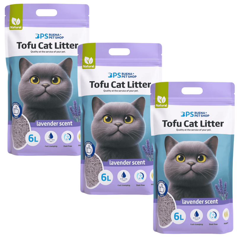 Arena de Tofu Gatos Lavanda 6 Litros