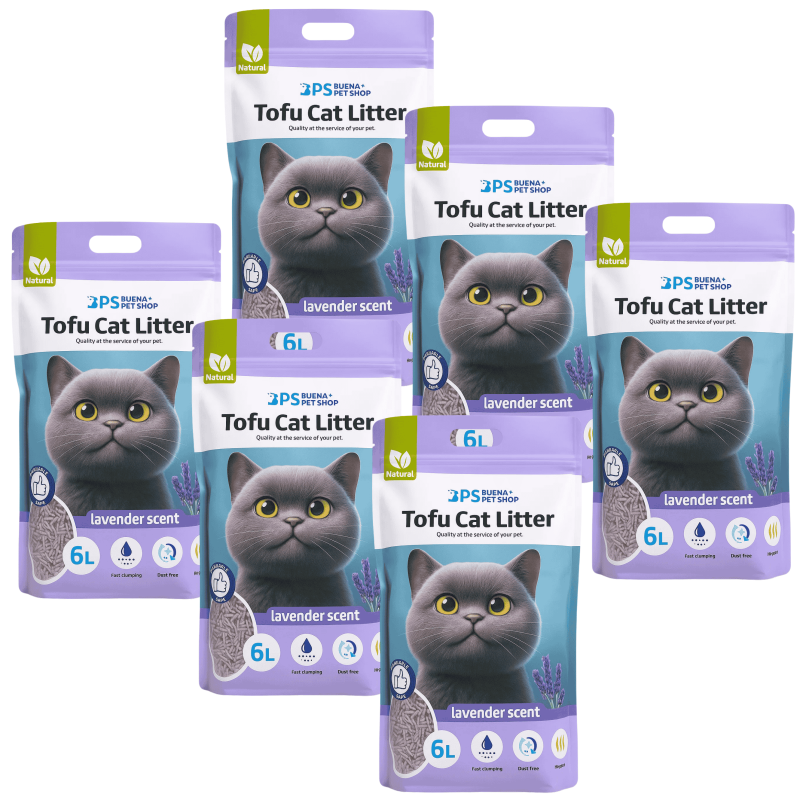 Arena de Tofu Gatos Lavanda 6 Litros