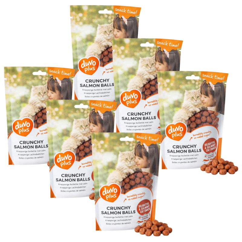 Bolitas de Salmón Duvoplus | Snack Natural y Crujiente para Gatos 50g