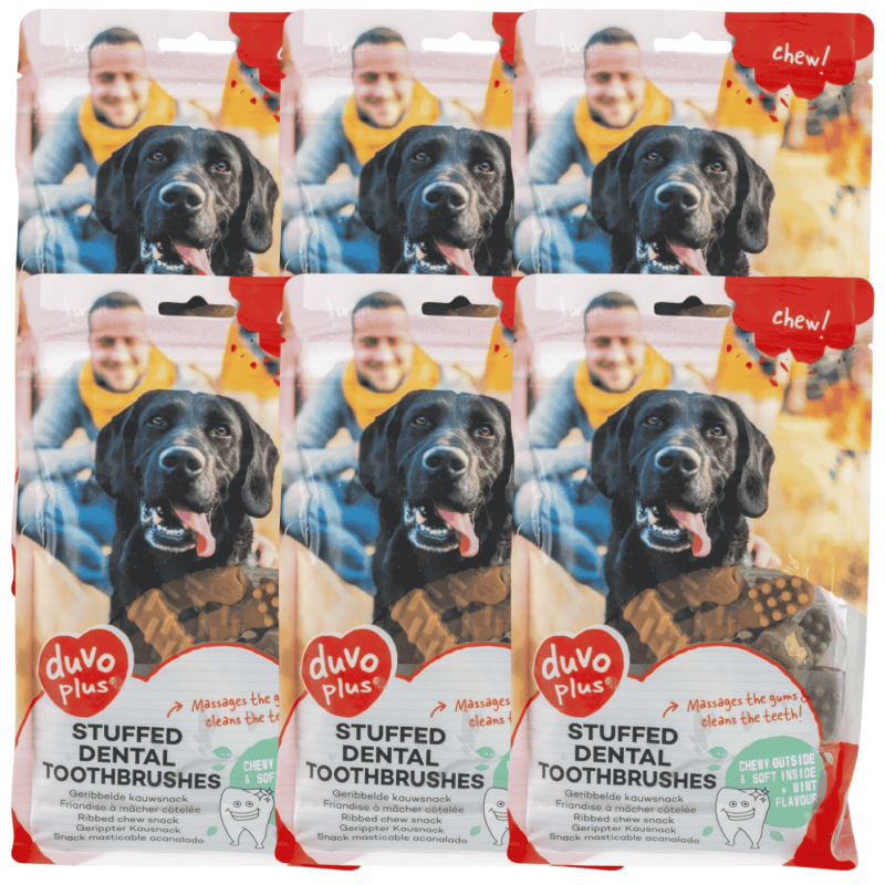 DuvoPlus Chew! Cepillos Dentales Menta 20 uds | Snack Dental para Perros