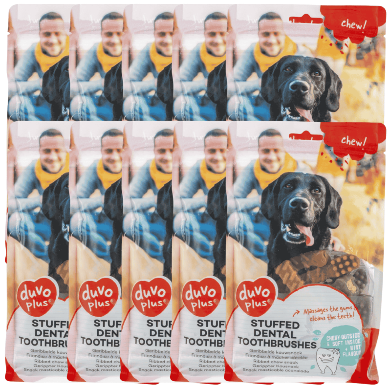 DuvoPlus Chew! Cepillos Dentales Menta 20 uds | Snack Dental para Perros