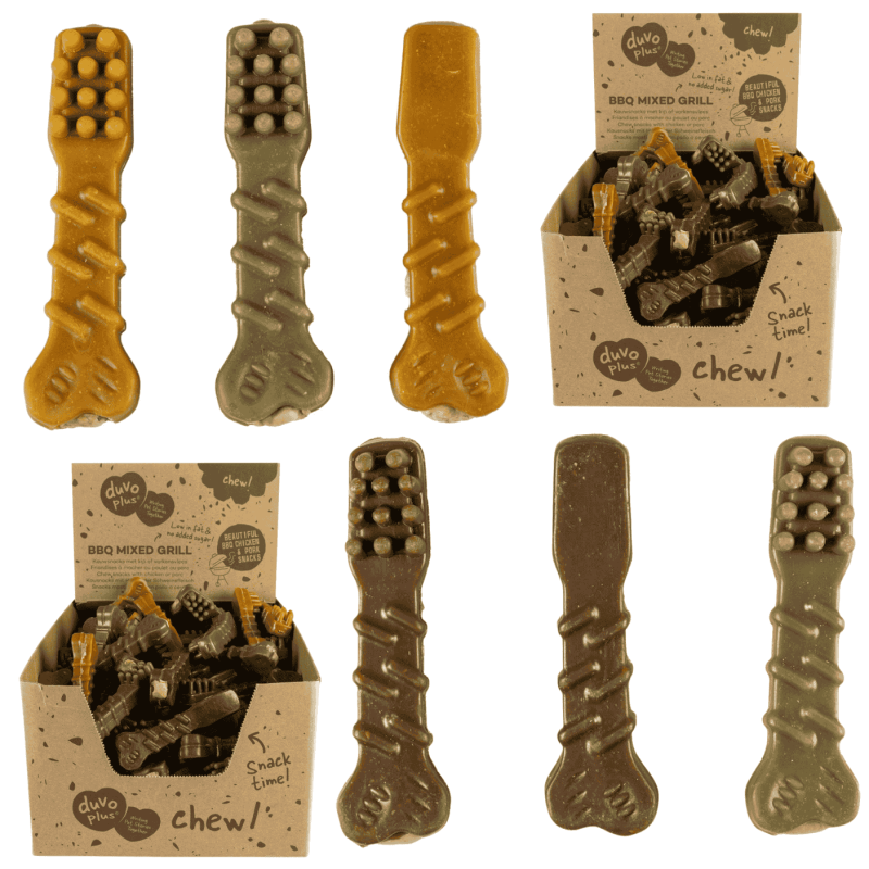 DuvoPlus Chew! Cepillos Dentales Menta 20 uds | Snack Dental para Perros