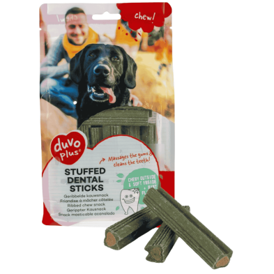 DuvoPlus Chew! Barritas Dentales Menta | Snack Dental Aliento Fresco Perros