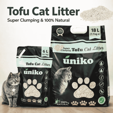 Arena de Tofu Uniko para Gatos 6L y 18L | Biodegradable y aglomerante