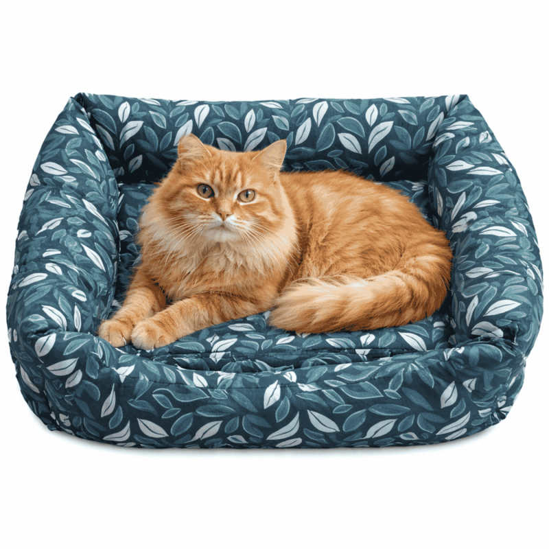 Cuna Antipelusa Tropical Verde 55cm | Cama perros y gatos acolchada