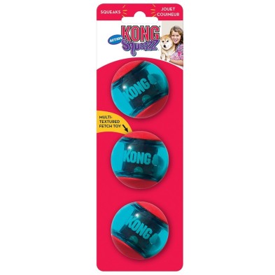 KONG Squeezz Action Ball 6 cm | Pack 3 pelotas resistentes