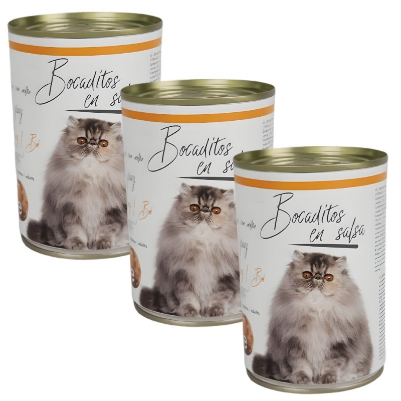 Lata Bocaditos en Salsa con Buey 415g | Alimento Húmedo para Gatos