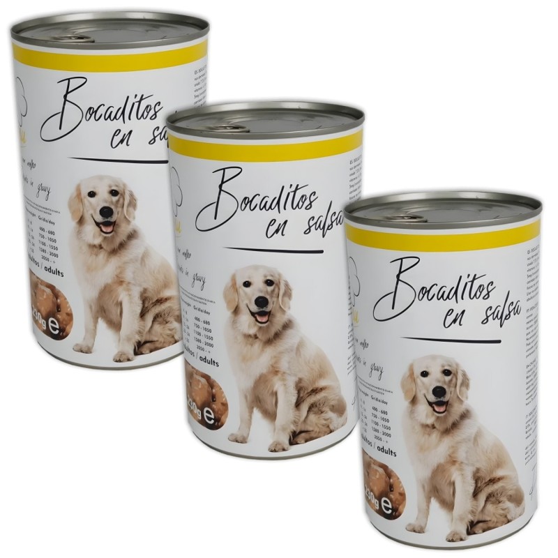Lata Bocaditos en Salsa con Pollo 1.230g | Alimento Húmedo para Perros