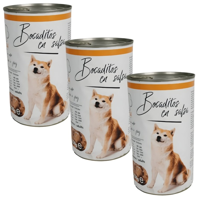 Lata Bocaditos en Salsa con Buey 1.230g | Pack Ahorro Perro Adulto