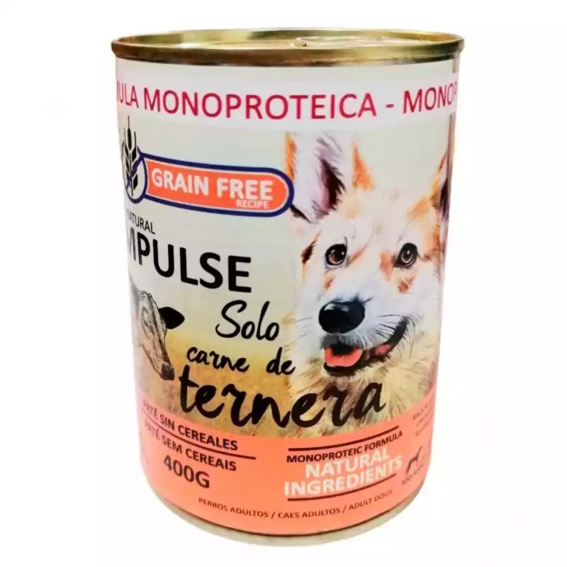 Lata Paté Impulse Ternera 97% | Alimento Húmedo Monoproteico e Hipoalergénico 400g