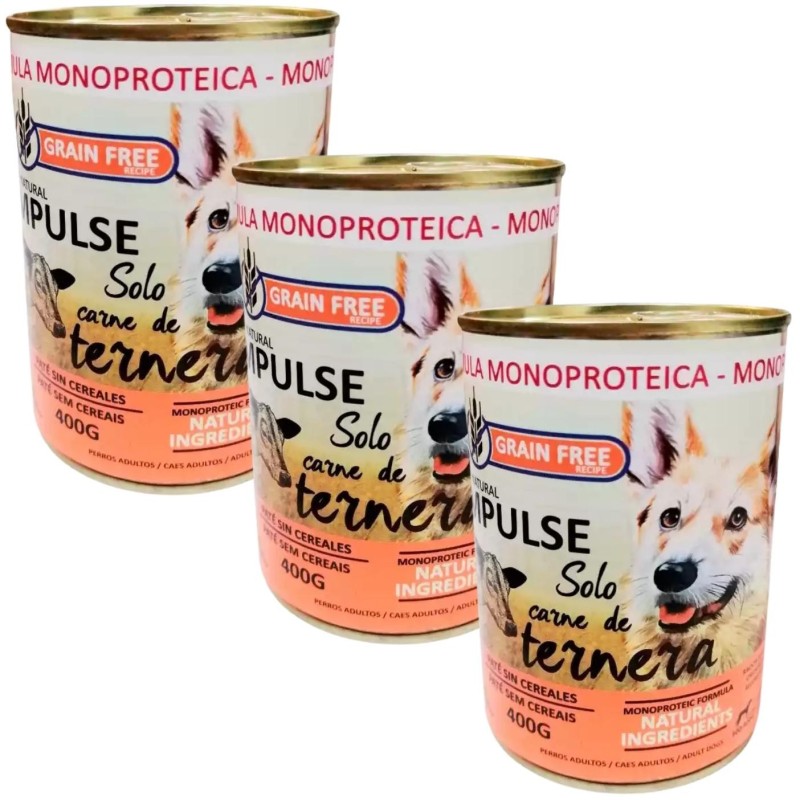 Lata Paté Impulse Ternera 97% | Alimento Húmedo Monoproteico e Hipoalergénico 400g