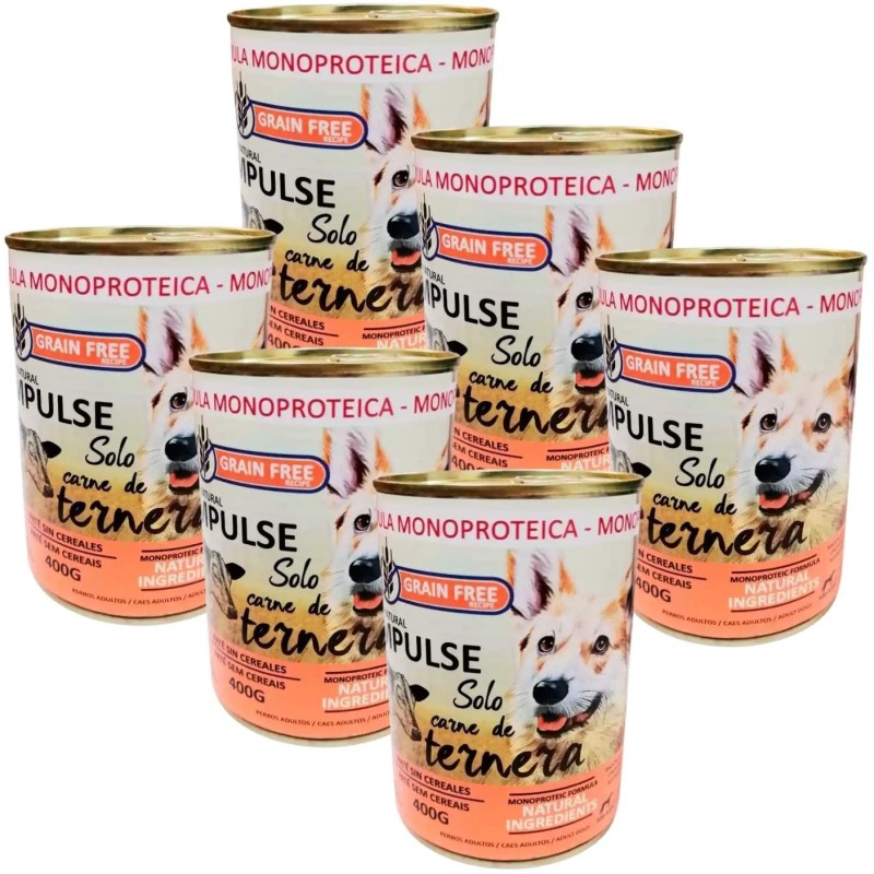 Lata Paté Impulse Ternera 97% | Alimento Húmedo Monoproteico e Hipoalergénico 400g