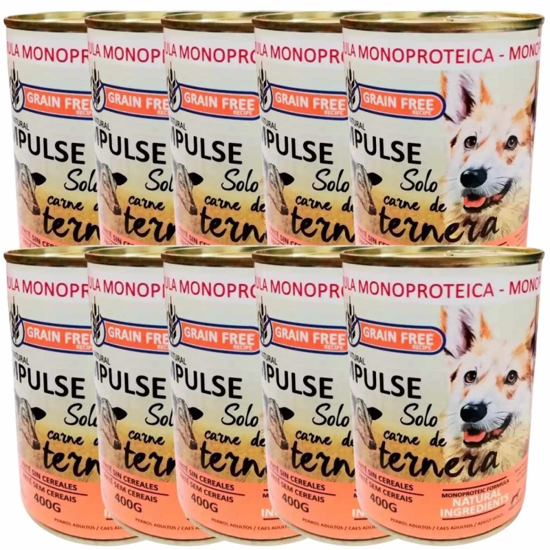 Lata Paté Impulse Ternera 97% | Alimento Húmedo Monoproteico e Hipoalergénico 400g