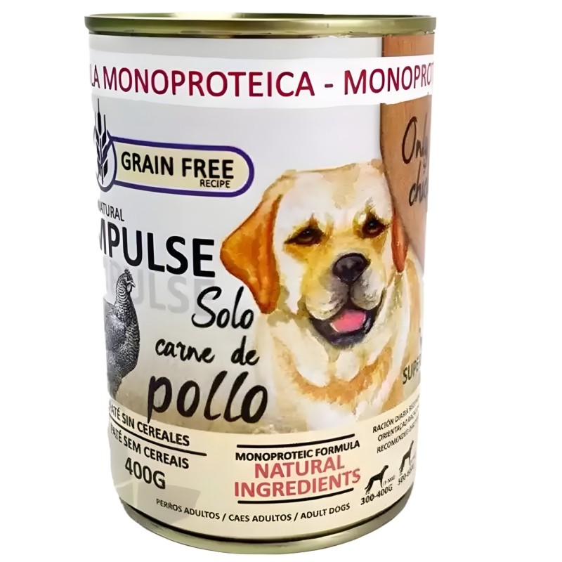 Lata Paté Impulse Pollo 97% | Alimento Húmedo Monoproteico e Hipoalergénico 400g
