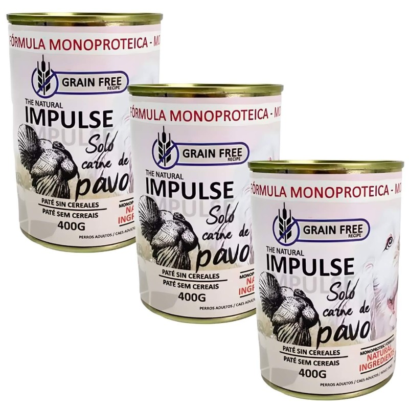 Impulse Pavo 97% Carne | Comida Húmeda Monoprotéica Perros