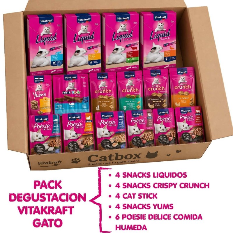 Pack Vitakraft Gatos: 22 Snacks y Comida Húmeda Variada | Oferta Degustación
