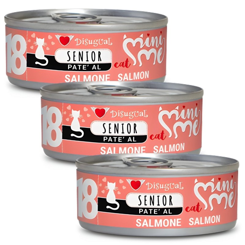 Disugual Mini-me Senior 18 Salmón 85g | Comida Húmeda Gatos +7 años