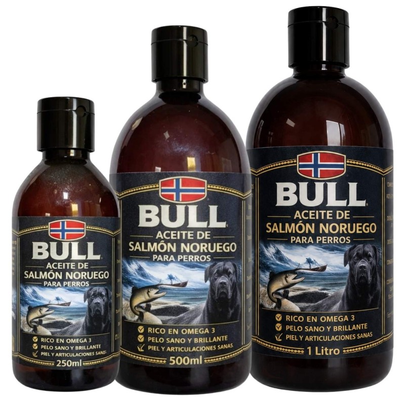 Bull Aceite de Salmón Noruego para Perros y Gatos | 250ml, 500ml y 1L