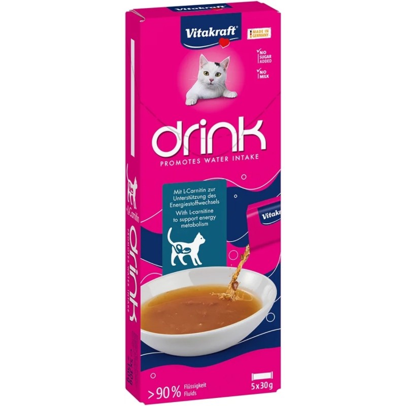 Snack Líquido Vitakraft Vita Drink Gatos | Bebida Hidratante con L-Carnitina