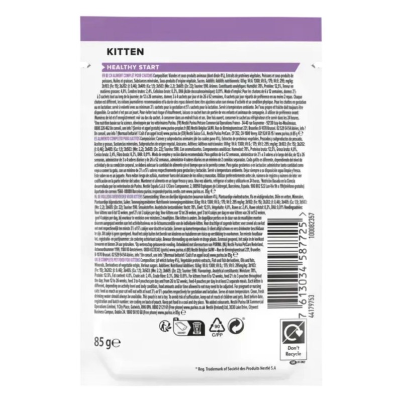 Purina Pro Plan Kitten Pavo en Salsa 85g | Alimento Húmedo para Gatitos