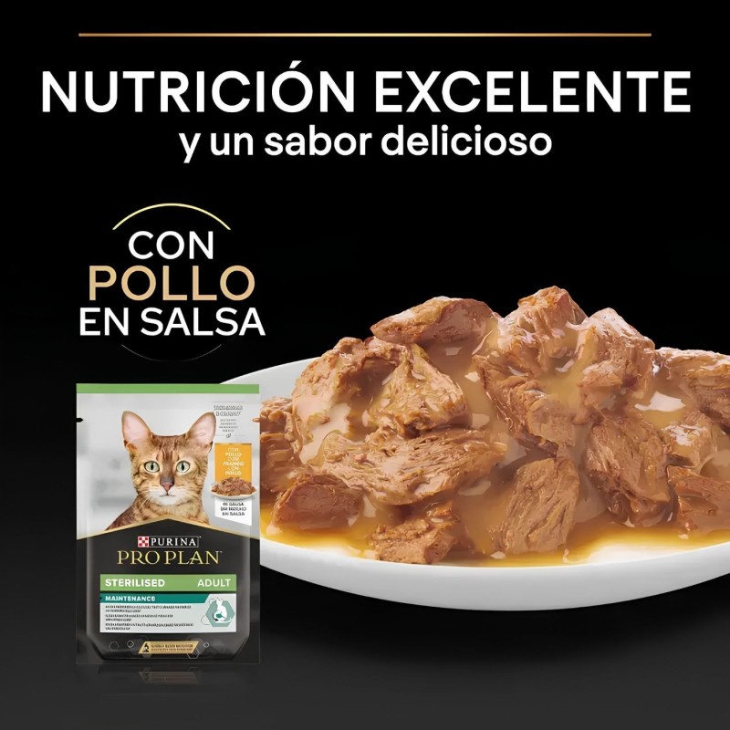 Purina Pro Plan Sterilised Pollo en Salsa 85g | Alimento para Gatos Esterilizados