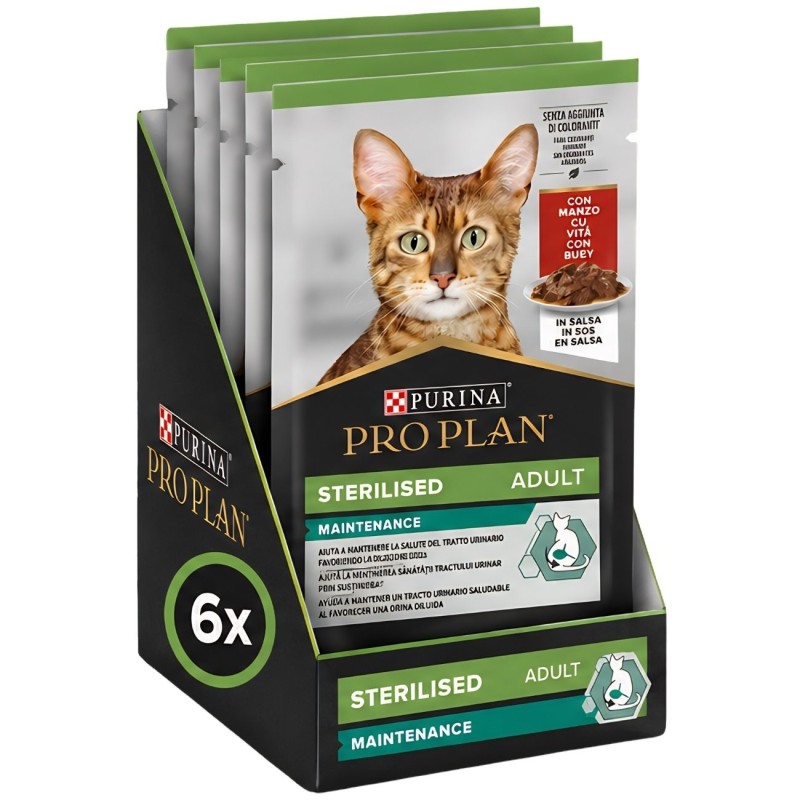 Purina Pro Plan Sterilised Buey en Salsa 85g | Alimento para Gatos Esterilizados