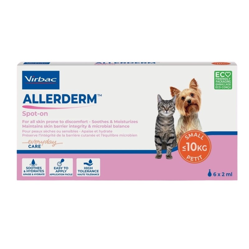 Virbac Allerderm Spot-On | Pipetas para la Piel de Perros y Gatos