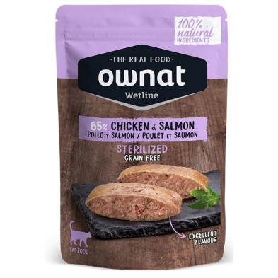 Caja 12x Sobres Ownat Wetline Gato Esterilizado Pollo y Salmón | Sevilla