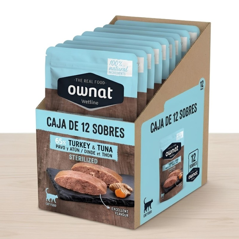 Caja 12x Sobres Ownat Wetline Gato Esterilizado Pavo y Atún | Sevilla