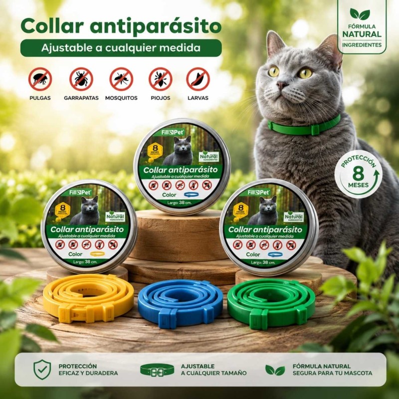 Collar Antiparasitario Gatos FiliPet 38cm Natural 8 Meses | Sevilla