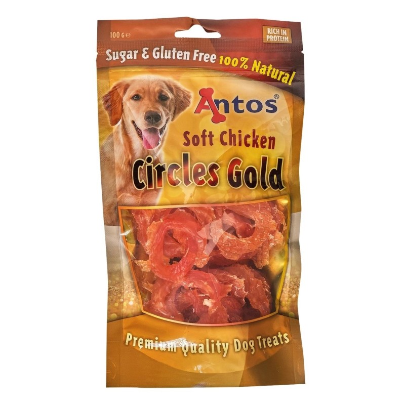 Antos Circles Gold 100 g | Snack de Pollo sin Cereales para Perros en Sevilla y España