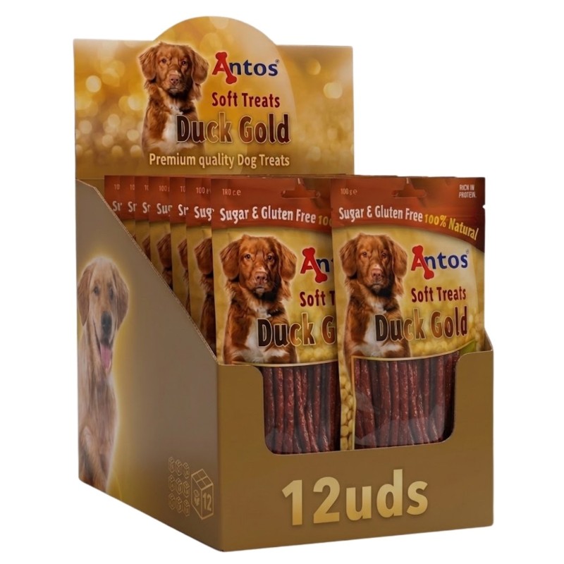 Antos Duck Gold Snacks de Pato para Perros | 100g y Packs de 1 a 24 uds