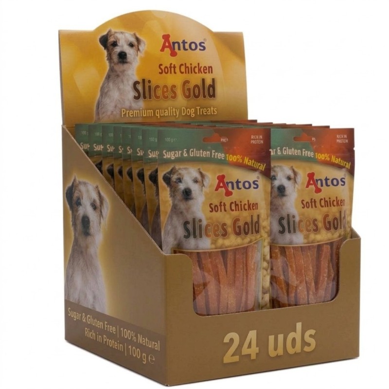 Antos Slices Gold Snacks en Tiras para Perros | 100g, 400g y Packs Ahorro